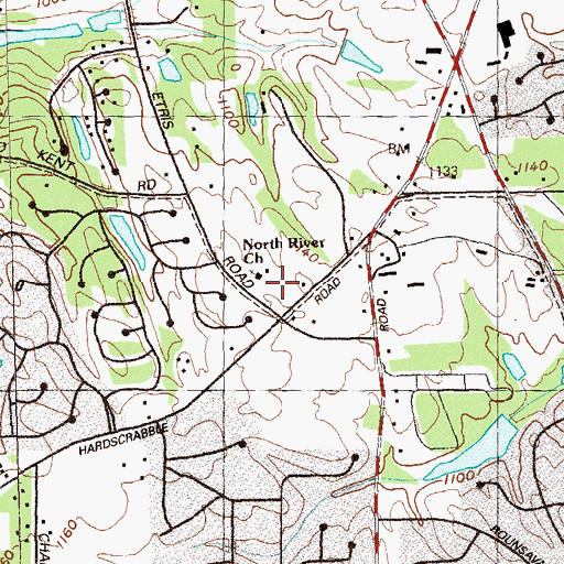 Topographic Map of North River Baptist Church, GA