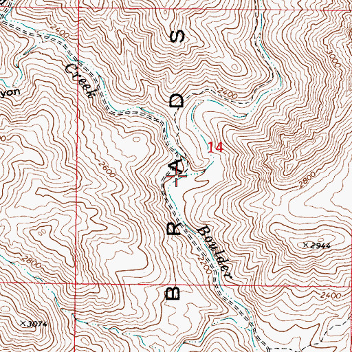 Topographic Map of Cottonwood Creek, AZ