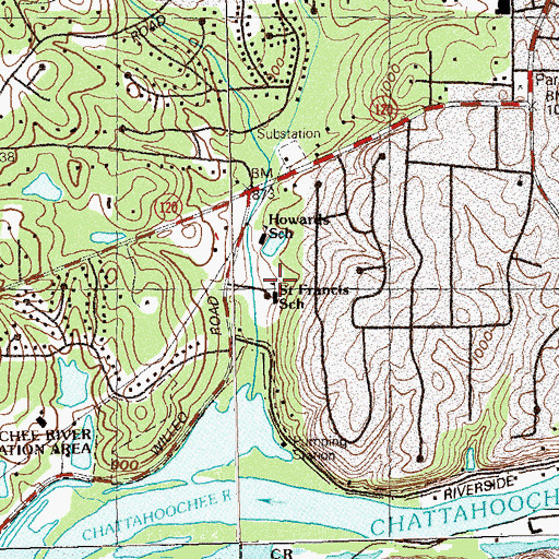 Topographic Map of Saint Francis Lower School, GA