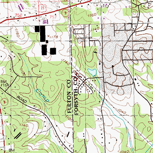 Topographic Map of County Line Church, GA