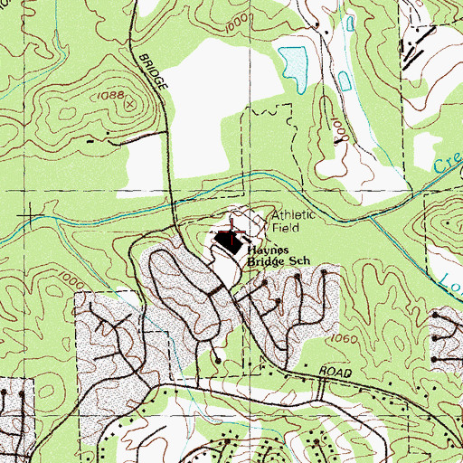 Topographic Map of Haynes Bridge Middle School, GA
