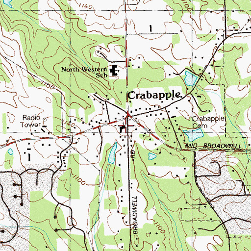 Topographic Map of Crabapple Baptist Church, GA