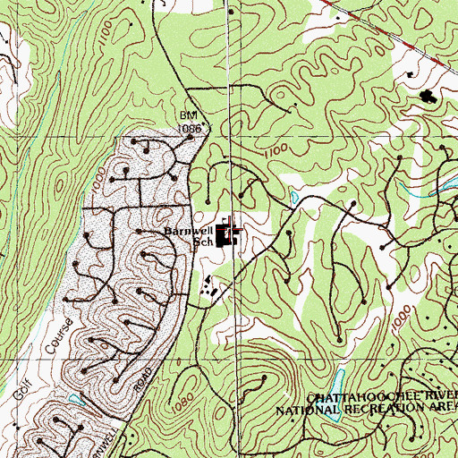 Topographic Map of Barnwell Elementary School, GA