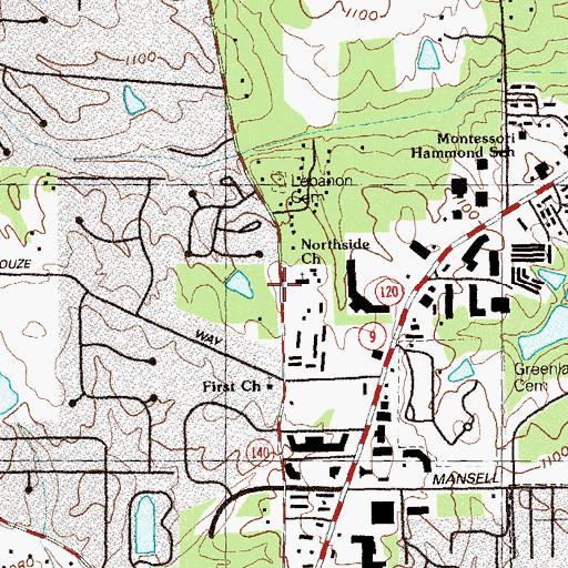 Topographic Map of Northside Baptist Church, GA