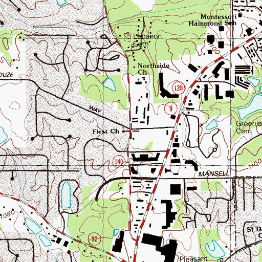 Topographic Map of First Church of Christ, GA