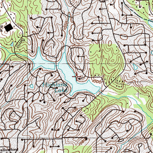 Topographic Map of Highland Lake, GA