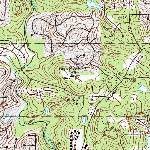 Topographic Map of High Meadows School, GA