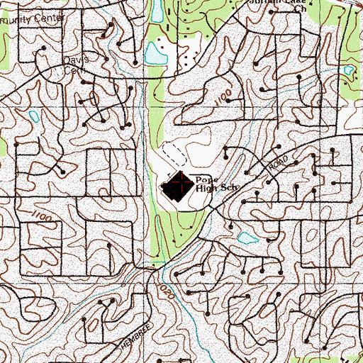 Topographic Map of Pope High School, GA