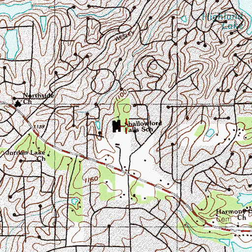Topographic Map of Shallowford Falls School, GA