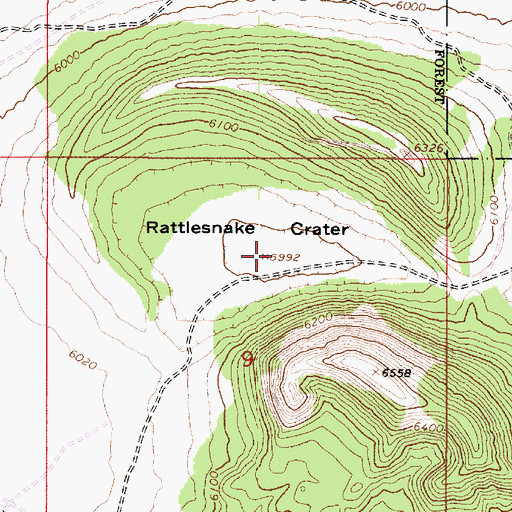 Topographic Map of Rattlesnake Crater, AZ