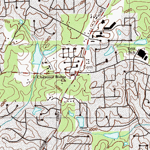 Topographic Map of Chestnut Ridge Church, GA