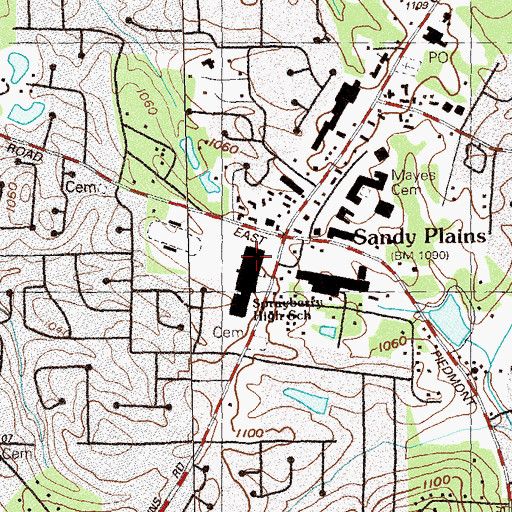 Topographic Map of Sprayberry High School, GA