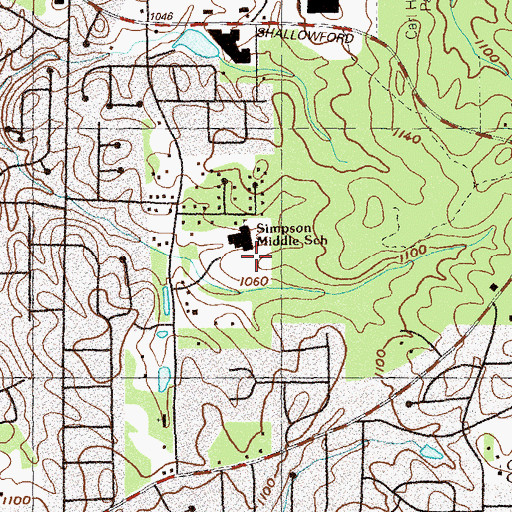 Topographic Map of Simpson Middle School, GA