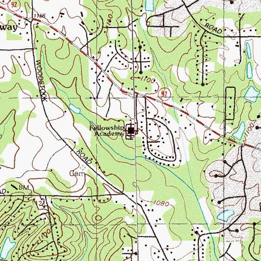 Topographic Map of Fellowship Christian School, GA