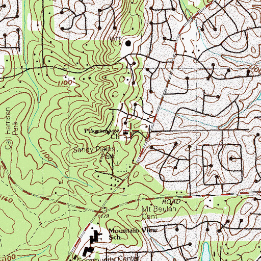 Topographic Map of Pilgrimage Church, GA