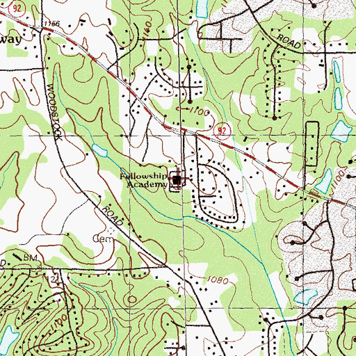 Topographic Map of Fellowship Bible Church, GA