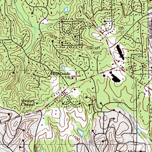 Topographic Map of Highlands Baptist Church, GA