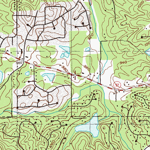 Topographic Map of Hillcrest Baptist Church, GA