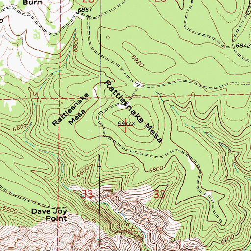 Topographic Map of Rattlesnake Mesa, AZ