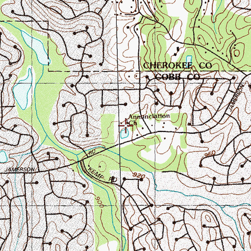 Topographic Map of Annunciation Church, GA