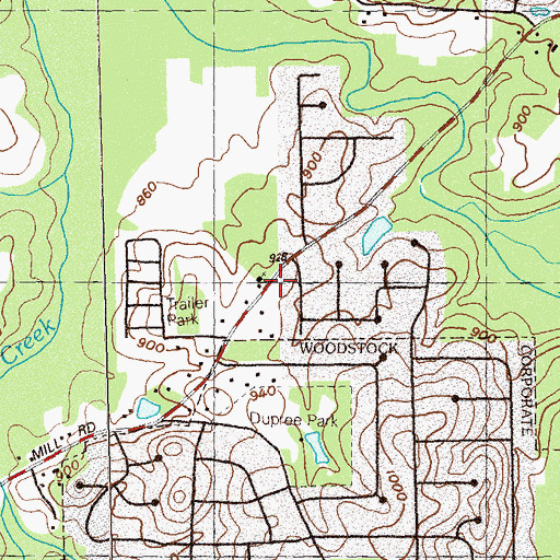 Topographic Map of Woodstock Presbyterian Church, GA