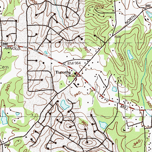 Topographic Map of Timothy Lutheran Church, GA