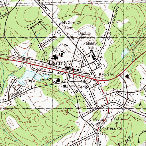 Topographic Map of Dacula, GA