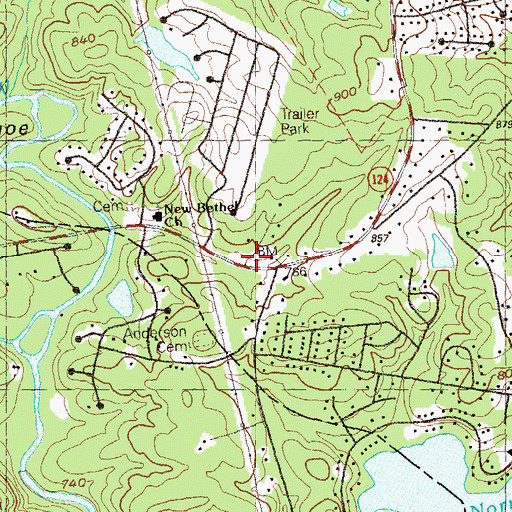 Topographic Map of New Bethel School (historical), GA