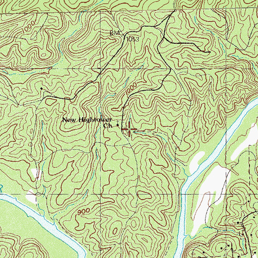 Topographic Map of New Hightower Church (historical), GA