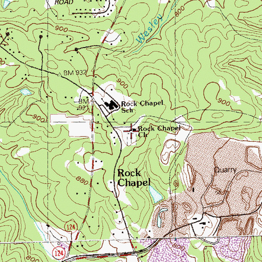 Topographic Map of Rock Chapel, GA