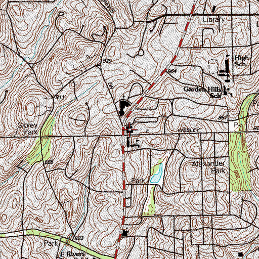 Topographic Map of Second Ponce De Leon Baptist Church, GA