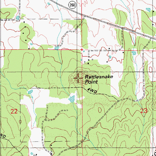 Topographic Map of Rattlesnake Point, AZ