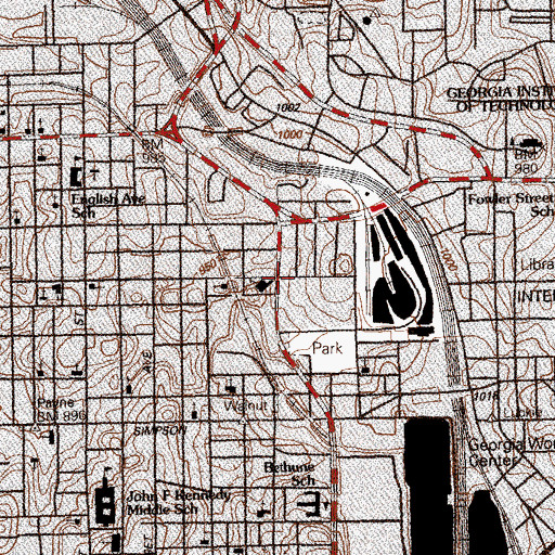 Topographic Map of Antioch Baptist Church, GA