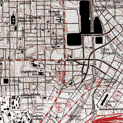 Topographic Map of Central United Methodist Church, GA
