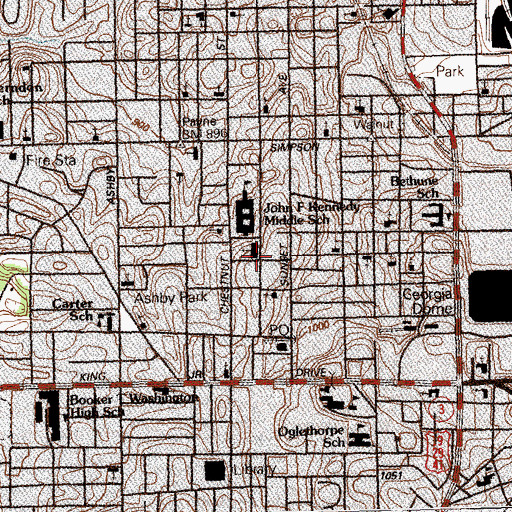 Topographic Map of Beulah Baptist Church, GA