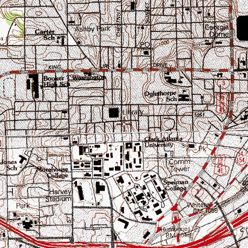 Topographic Map of Rush Memorial Congregational Church, GA