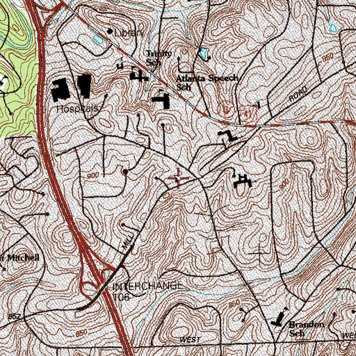 Topographic Map of Christ Independent Methodist Church, GA