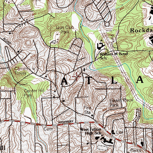 Topographic Map of Allegheny Baptist Church, GA