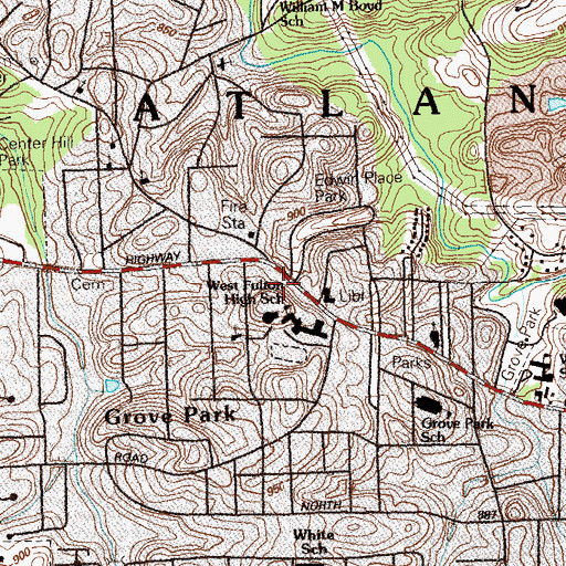 Topographic Map of First King Missionary Baptist Church, GA