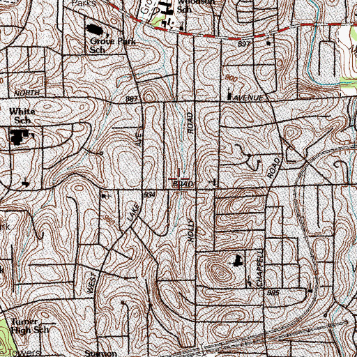 Topographic Map of Simpson-Lanier Shopping Center, GA