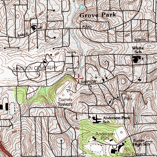 Topographic Map of Simpson-Woods Plaza Shopping Center, GA