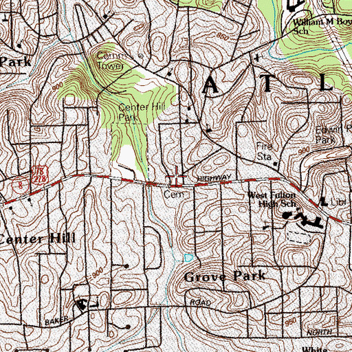Topographic Map of Elliott Cemetery, GA