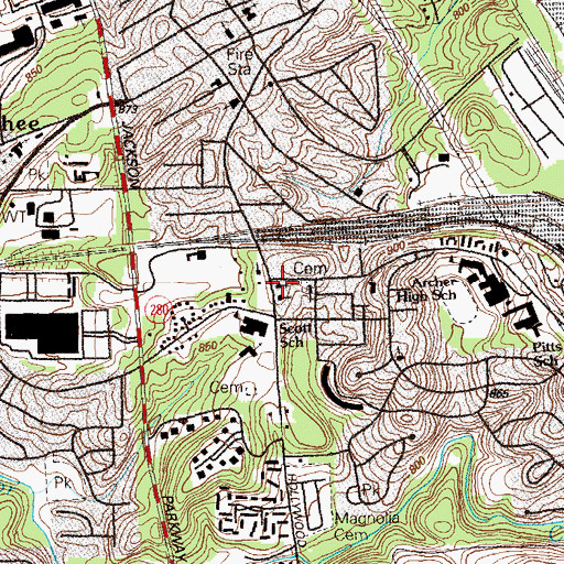 Topographic Map of Springfield Baptist Church, GA