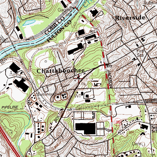 Topographic Map of First Baptist Church of Chattahoochee, GA