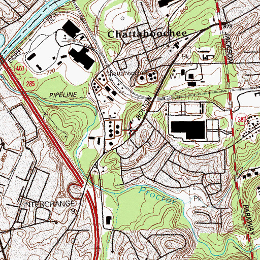 Topographic Map of Bolton Hills Bible Church, GA