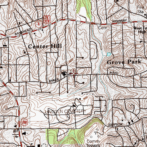 Topographic Map of Kingdom Hall of Jehovahs Witnesses, GA