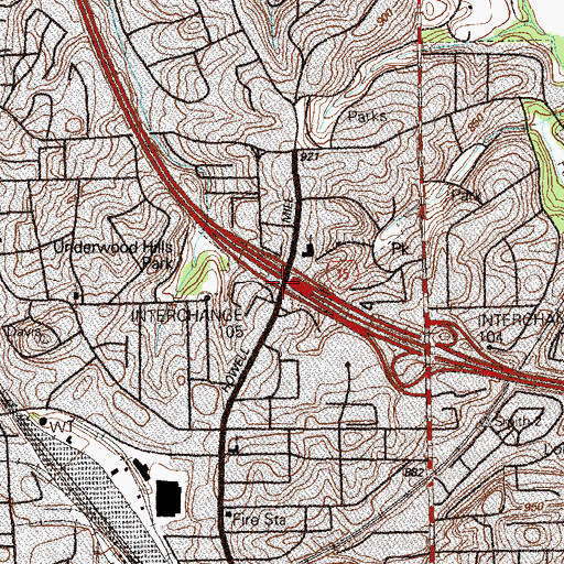 Topographic Map of Interchange 105, GA