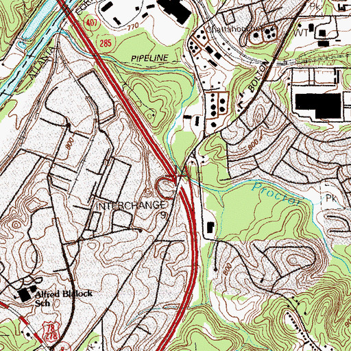 Topographic Map of Interchange 9, GA