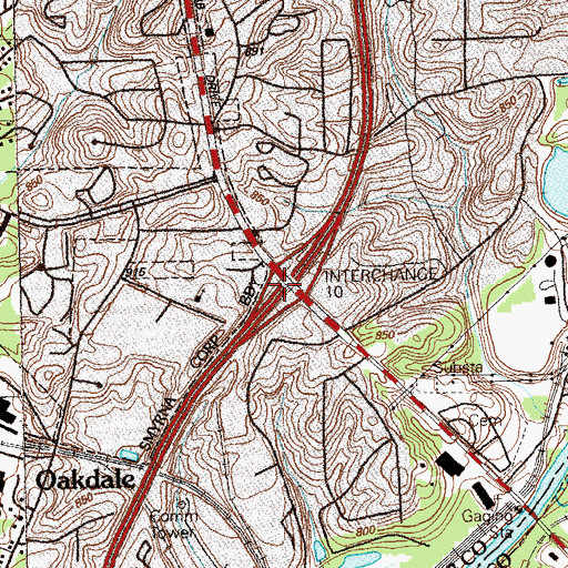Topographic Map of Interchange 10, GA