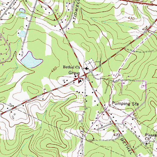 Topographic Map of Pleasant Grove School (historical), GA